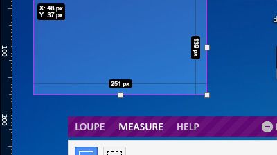 Measure - measure size and position of any object on the screen.