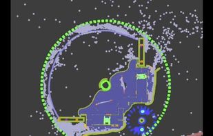 A spinning water wheel