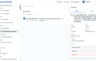 Automatically organized document list with categorized files and extracted metadata.