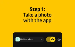 Open the app and take a pic:
the Camera is built-in and ready to use.