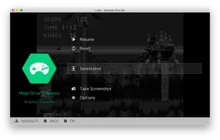 A contextual menu gives you access to actions and quick save / quick load anytime.
