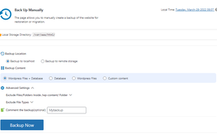 WPvivid Backup screenshot 1