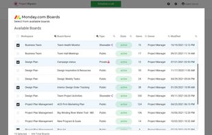 Project Migrator interface
