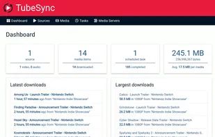 TubeSync Dashboard:
The TubeSync Dashboard offers a streamlined way to access quick details on downloads. Users can easily gain insights into their download activities.
