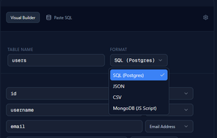 You can generate SQL, CSV, JSON and MongoDB ready data ( js insert for mongodb )