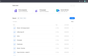 Start with company or people search, or upload your CSV