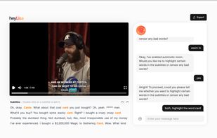 Cut filler words, silences, highlight elements and censor bad words