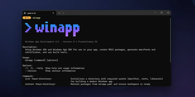Microsoft launches winapp, a command line utility to simplify Windows app development