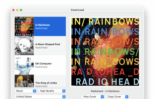 CoverLoad light mode UI showing view for downloading music cover art