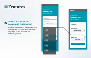TRANSLATE INTO ANY
LANGUAGE WORLDWIDE
Instantly translate your spreadsheet into any language. Supports all major world languages - fast, accurate, and effortlessly simple.