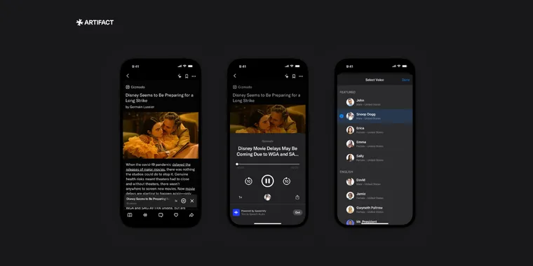 Artifact App integrates AI-Powered Text-to-Speech feature in collaboration with Speechify image