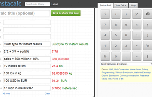 InstaCalc screenshot 1