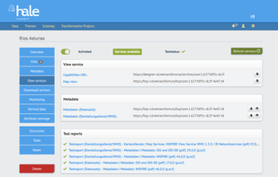 Publish data sets via various standardized service interfaces such as WMS, WFS and WFS3