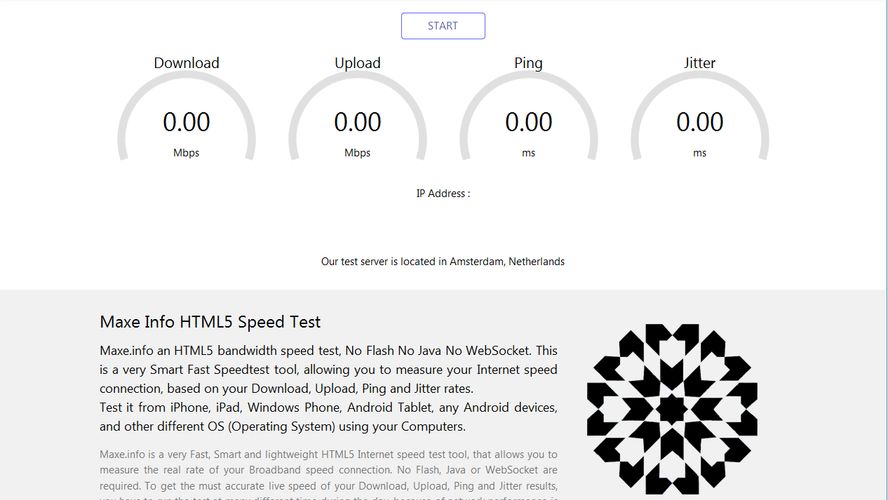 Maxe.info An HTML5 bandwidth speed test, No Flash, Java or Socket