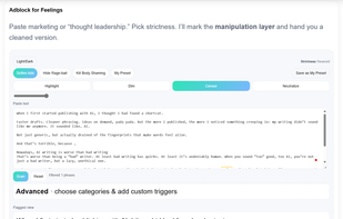 Adblock For Feelings usage