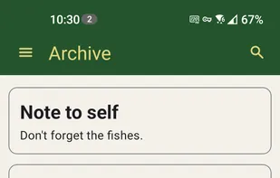 Screenshot of the Archive screen