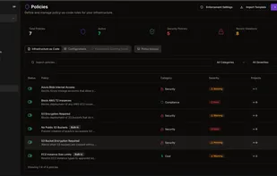 Create OPA/Rego policies using natural language. Enforce security before deployment - block insecure S3 buckets, require encryption, enforce tagging. Track compliance from one dashboard.