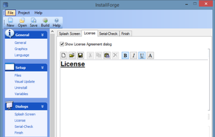 Use the integrated editor to write your license texts