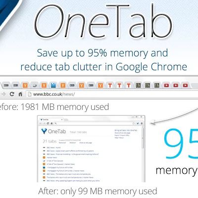 OneTab Extension for Google Chrome Save up to 95% Memory Reduce Tab Clutter