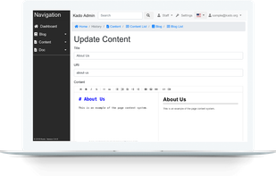 Kado Content Manager from the Admin Interface.