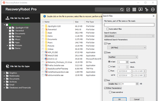 RecoveryRobot Undelete - Search