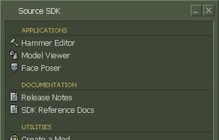 The Source SDK launcher menu. 