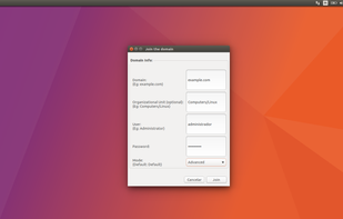 Join the domain option in Ubuntu 17.04