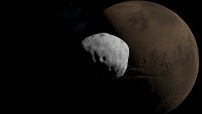 Phobos orbiting Mars