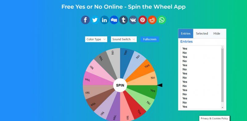 Yes, No, Maybe.  Spin the Wheel - Random Picker