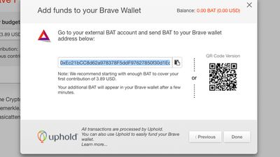 Adding Funds to a BAT Account in the Brave Browser