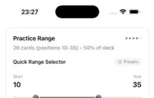 Practice with a custom range of cards.