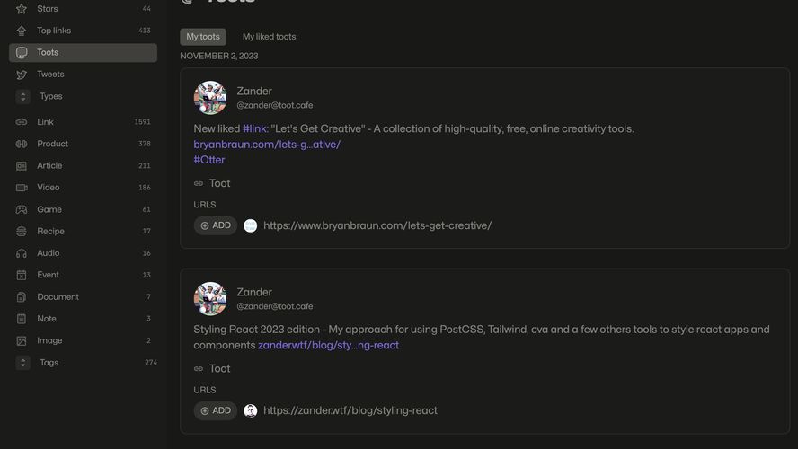 Otter Bookmark Manager Otter is a selfhosted bookmark manager made