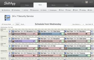 Security Employee Schedule screenshot from ShiftApp.com