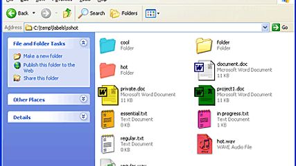 This is how colored file and folder icons look in Windows XP Explorer. 