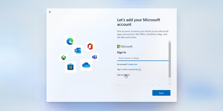 Windows 11 removes all bypass methods for Microsoft account setup, removing local accounts image
