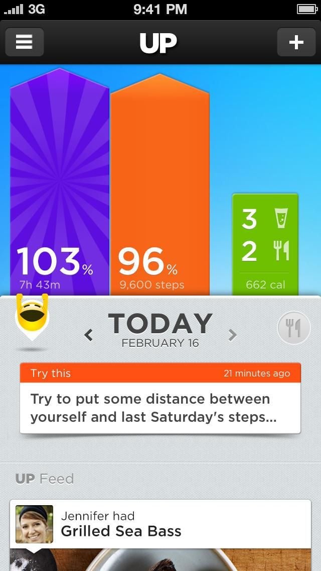 jawbone up app screenshots