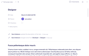 Flexible database for tracking work and content in a structured way, with views for planning, prioritizing, and staying aligned across projects or programs.