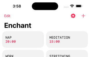 The app main screen to launch your timers