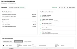 Capital Gains Tax Manager Page
