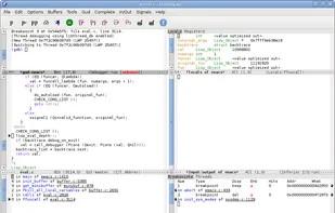 Emacs integrates with GDB to provide an IDE