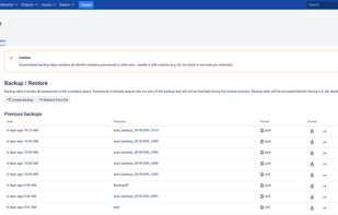 Create and restore snapshots
Snapshots of the current password information can be created any time and are stored (of course encrypted) on the server. Additionally, a file containing the password information can be downloaded and restored.