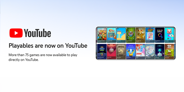YouTube 'Playables' free games are now available to all users without premium subscription image
