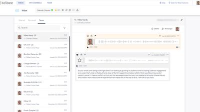 Receive voice messages to listen or read transcribed in our team inbox. Reply in your own voice and continue the conversation, adding text, images or links too if helpful