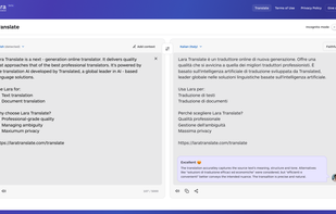 Lara Translate translation tool interface