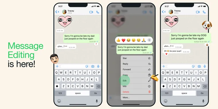 WhatsApp will let users edit their messages up to 15 minutes after they're sent image