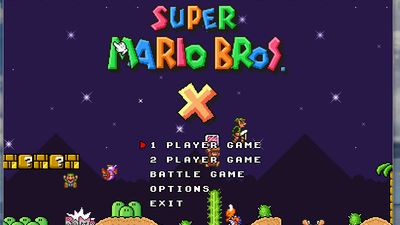 Super Mario Bros. X title screen running on TheXTech