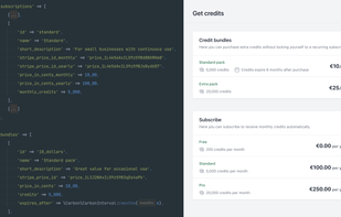 Easy configuration of subscription plans and purchases