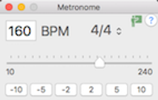 Smart Metronome. Defaults to tempo of the media. Includes tempo trainer