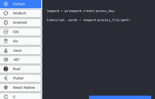 SDKs supported by Leopard Speech-to-Text