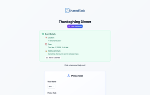 Participants shareable link interface.